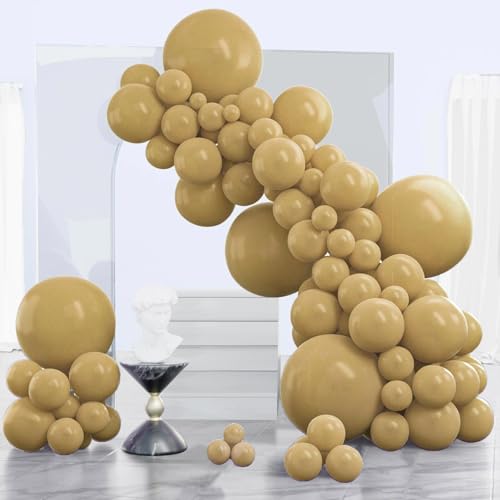 PartyWoo Tan Balloons 140pcs Different Sizes of 18 12 10 5 Inch Light Brown Neutral Boho Coffee Balloon Arch Kit Garland for Wedding Baby Shower Safari Woodland Birthday Party Decorations Brown-F19 - color: Tan-f19