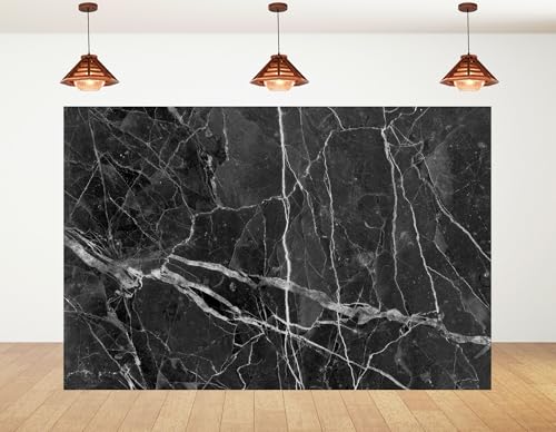 5x3ft Black Marble Texture Backdrop White Vein Photography Background for Minimalist Party Wedding Events Decorations Tapestry Photo Booth Props - size: 5x3ft