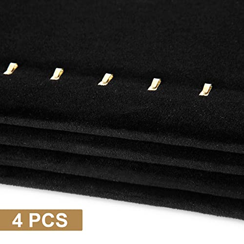 CertBuy 4 Pack Black Velvet Necklace Display Stands for Selling Jewelry Necklace Display Stand with 17 Hooks Jewelry Storage Holder for Chain