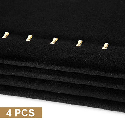 CertBuy 4 Pack Black Velvet Necklace Display Stands for Selling Jewelry Necklace Display Stand with 17 Hooks Jewelry Storage Holder for Chain