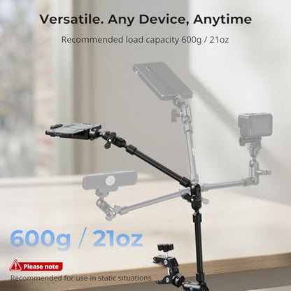 SMALLRIG 22" Magic Arm Clamp, Overhead Phone Mount Holder Stand, Flexible Desk Camera Mount, Articulating Friction Boom Arm, for POV Shot, Filming, Light, Webcam, Action Camera - style: Double Ball Joints