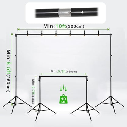 Green Screen Backdrop Kit 10x8.5ft with Tripod Stand, Chroma Key Background System for Video Shooting, Live Streaming, Photo Studio, Content Creation and Virtual Backgrounds - size: 10*8.5FT
