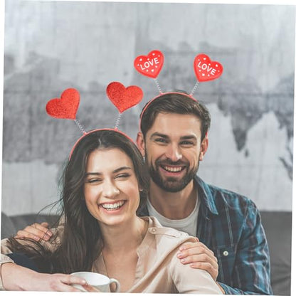 4pcs Valentine Heart Headbands Spring Design Party Hair Accessories for Women and Love Cupid Headwear for Wedding Anniversary Birthday Photo Props
