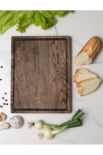 Wooden Serving Board 30 x 22 cm - Retro Style Appetizer Platter - Wood Cheese Board - Rectangular Presentation Tray - Dark Walnut