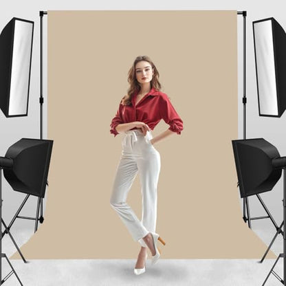 Photo Backdrop Beige Fabric Professional Photography Solution 6x9ft Seamless Design Eliminate Wrinkles Baby Shower Pregnant Women Shooting Scene Background - color: Beige, size: 6x9ft