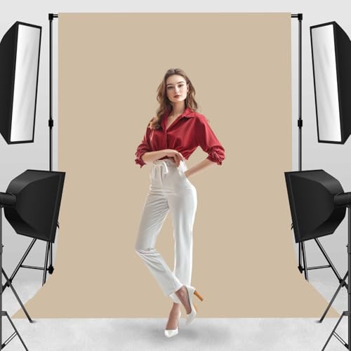 Photo Backdrop Beige Fabric Professional Photography Solution 5x7ft Seamless Design Eliminate Wrinkles Baby Shower Pregnant Women Shooting Scene Background - color: Beige, size: 5x7ft