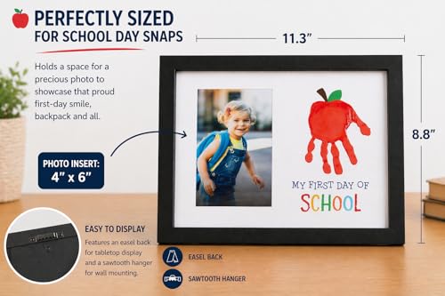 Kate & Milo My First Day of School Handprint Picture Frame, Preschool Kindergarten Photo Keepsakefor Kids, Boys, Girls, 4x6 Insert - style: Handprint School Frame