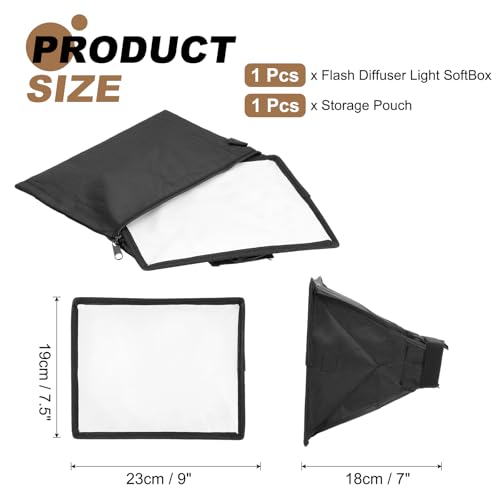 PATIKIL 7.5" x 9" Flash Diffuser Light SoftBox, Universal Collapsible Flash Diffuser with Storage Pouch for SB-5000 SB-700 SB-300 SB-900 SB-910 SB-600 SB-4, Black - size: 7.5" x 9"