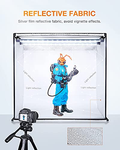 Yesker Photo Light Box, 24x24x24 inch Portable Lighting Tent Kit Brightness Adjustable Studio Photography Booth with 126 Large LED Lights CRI95+ with 4 Background for Large Items Shooting - size: 24x24x24 Inch