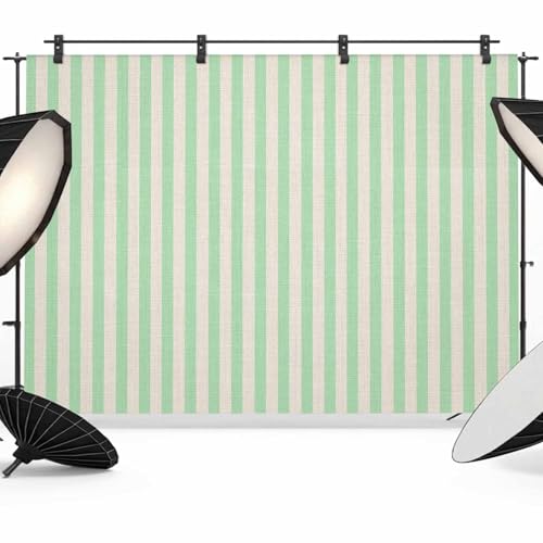 Simple White Striped Backdrop for Photography, Green Stripes Vintage Linen Photo Backdrop Portrait Background Party Banner Photo Backgrounds for Studio Booth Props, 10x8ft - color: Auqamarin Beige, size: 10x8FT