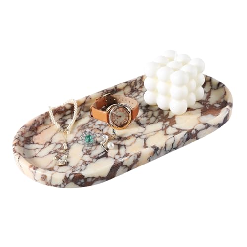 Koville Natural Decorative Marble Bathroom Tray, 12"x6" Calacatta Viola Marble Catchall Tray for Bathroom, Stone Perfume Trays Jewelry Dish, Stone Storage Trays for Home Decor（Textural Differences） - color: Calacatta Viola Purple, size: 12" x 6" x 0.7"