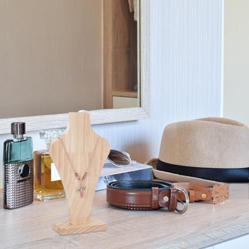 Wooden Bust Necklace Display Stands Chain Holder Jewellery Stand Mannequin for Women Hanging Pendants Chains Natural Wood Jewellery Stand Necklace Organiser Boutiques Exhibition