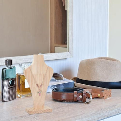 Wooden Bust Necklace Display Stands Chain Holder Jewellery Stand Mannequin for Women Hanging Pendants Chains Natural Wood Jewellery Stand Necklace Organiser Boutiques Exhibition