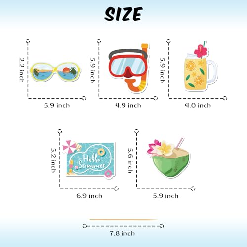 25 Pcs Summer Beach Photo Booth Props Kit, Hawaiian Luau Themed Selfie Decorations, Baby Shower, Wedding Birthday Aloha Party Photography Supplies