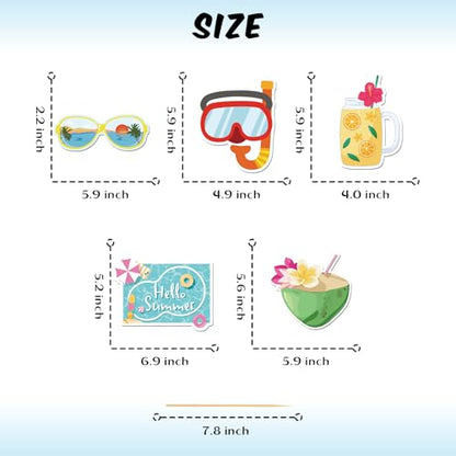 25 Pcs Summer Beach Photo Booth Props Kit, Hawaiian Luau Themed Selfie Decorations, Baby Shower, Wedding Birthday Aloha Party Photography Supplies