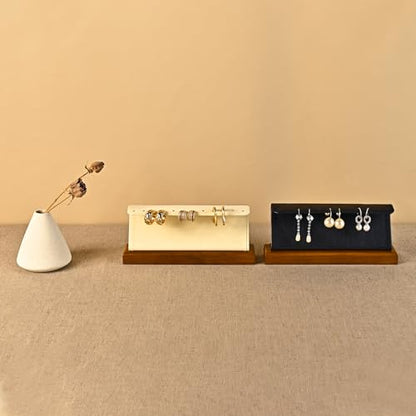 Solid Wood Jewelry Earrings Display Stand Small Jewelry Display for Long Earrings(Grey) - color: Grey