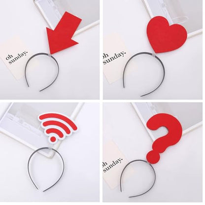2Pcs Funny red heart headbands Set for Concerts, Halloween, Cosplay & Photo Props - Soft Stretchy Headbands - color: Sets 4