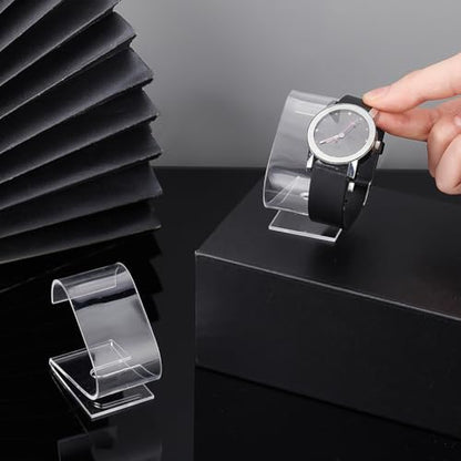 PH PandaHall 2pcs Clear Watch Stand, 2.4 x 2.4 x 1.3 inch Single Watch Holder Display Acrylic Bracelet Display Rack Jewelry Holder Stand Watch Organizer Storage for Women