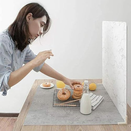BEIYANG 2 PCS Photo Backdrop Boards with 2 PCS Brackets for Flat Lay or Food Photography Background - color: Marble+ Grey