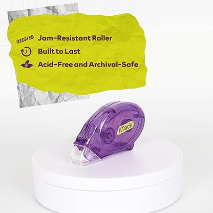 ATack Double Sided Tape Roller Runner for Scrapbooking 4-Pack (0.3-inch x 360-Inch) Acid-Free Double Sided Glue Tape Roller Dispenser for Scrapbooking, Card Making and Crafts - Archival-Safe - size: 0.3-inch by 360-Inch, 4-Pack