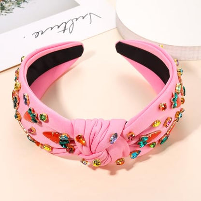NVENF Easter Headband for Women Beaded Easter Rabbit Bunny Headband White Pink Crystal Pearl Knotted Hairband Happy Easter Hair Accessories Spring Holiday Headwear Outfits Gifts (Carrot B) - color: Carrot B