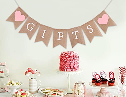 Gifts Banner for 1st Birthday - Gifts Burlap Bunting, Bridal Shower Decorations, Baby Shower Decor, Country Bridal Shower,Photo Prop