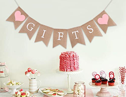 Gifts Banner for 1st Birthday - Gifts Burlap Bunting, Bridal Shower Decorations, Baby Shower Decor, Country Bridal Shower,Photo Prop