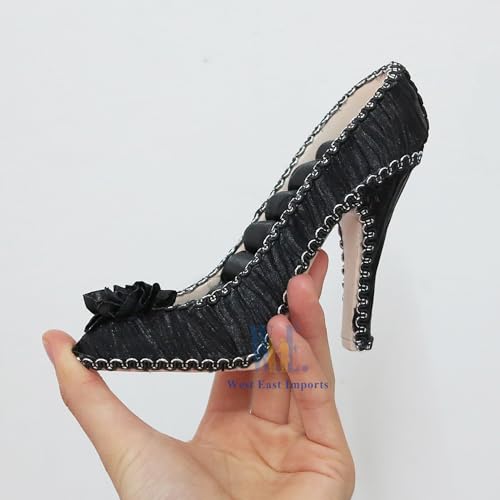 Ring Holder High Heel Shoe Design Fashion Jewelry Organizer Display Birtyday Gift (Black) - color: Black