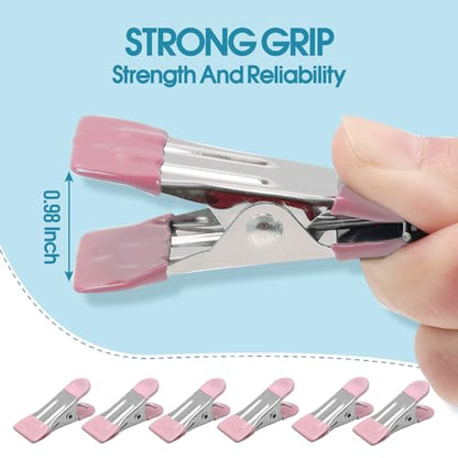 Clothes Pins Heavy Duty 30 Pack - 2.17 Inch Metal Chip Clips, Clothespins for Photo Drying Clothesline Laundry Sock, Bag Clips for Food Kitchen Stainless Steel with Rubber, Pink - color: Pink