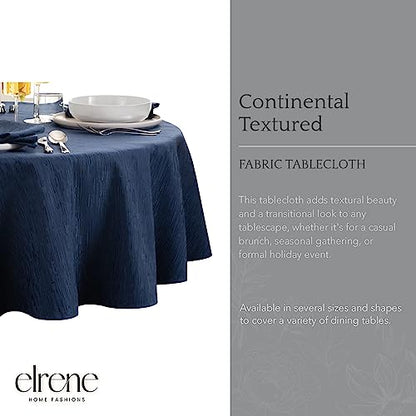 Elrene Home Fashions Continental Solid Texture Water, Stain & Wrinkle Resistant Tablecloth, 70" Round, Navy - color: Navy, size: 70" (Round)