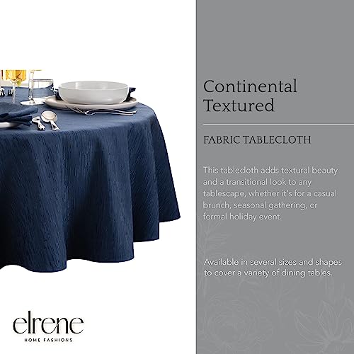 Elrene Home Fashions Continental Solid Texture Water, Stain & Wrinkle Resistant Tablecloth, 70" Round, Navy - color: Navy, size: 70" (Round)