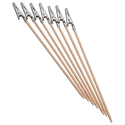 EXCEART 100 Pcs Bamboo Stick Crocodile Clip Alligator Clips Models Crocodile Clamps Stick DIY Card Photo Memo Clip Place Card Holders Modeling Tool Bamboo Skewer DIY Accessories Menu Metal