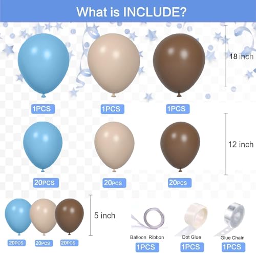 ECEAE Bear theme Balloon Arch Kit Light Blue beige Tan and Brown Globos cream Ballon garland for Baby Shower Boy Decorations Gender Reveal Party Woodland Backdrop Supplies - color: Blue