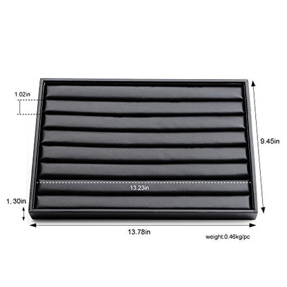 Ring Display Tray Black Jewelry Organizer Tray PU Leather Ring Earrings Display Organizer Tray - style: Ring Tray