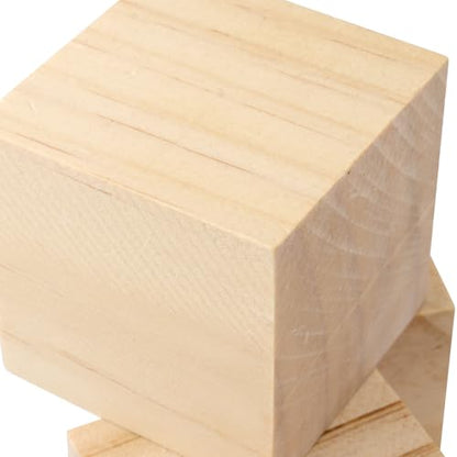 KINJOEK 60 PCS 2 Inch Square Unfinished Wood Blocks, Blank Wooden Block for Building, Painting, Craft