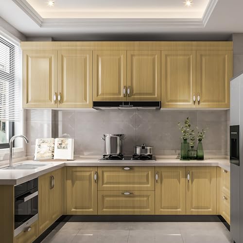 Wood Contact Paper Peel and Stick, Thicken Vintage Wood Grain Wallpaper for Countertops Furniture, Natural Wood Furniture Sticker Self-Adhesive Removable Waterproof Vinyl Film 15.7 in X 196 in - color: Light Brown Yellow, size: 15.7" x 196"