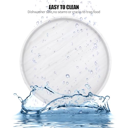 Silicone Bathroom 7" Tray Vanity Tray Trinket Tray for Scrubber, Lotion Bottles, Perfume, Jewelry, Candle, Key Trinket Ring (Marble White (Round)) - color: White (Round)