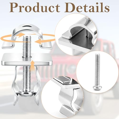 J4007456 Upgrade Hood Prop Rod Retainer Clip,Stainless Steel Material,Compatible with Jeep Wrangler YJ/TJ Chrysler Town & Country Dodge Durango Grand Caravan Ram Van 2 Pack