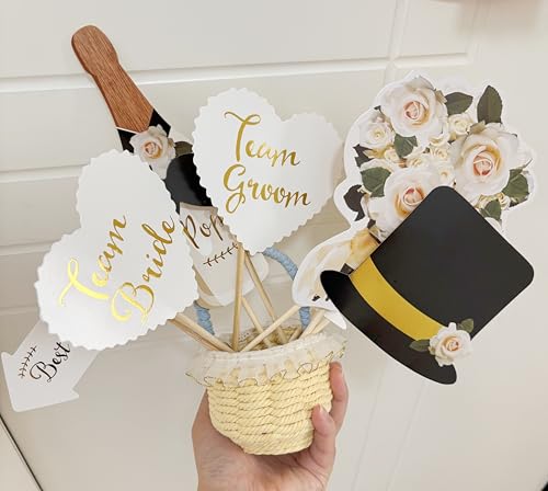 Wedding Photo Booth Props, DIY Wedding Decoration Unique Romantic Party Props, Paper Board Selfie Props with Easy Assembly Kit for Wedding, Bridal Shower, Engagement, Bachelorette Party - color: White Rose