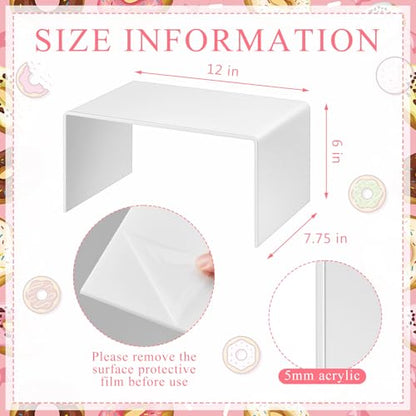 RattanView 2 Pcs 12 Inch Large Acrylic Risers Display Stands 5 mm Thick Acrylic Shelf Riser Showcase for Collectibles Jewelry Cupcakes Food Figures Perfume Cabinet (White) - color: White, size: 12 Inch, 5 mm