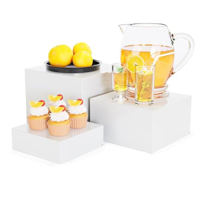 Metal Display Stands for Buffet Table - Black & White Cake Risers, Cupcake Stand for Wedding, Party, Catering Supplies, Elegant Food Risers for Display - color: White