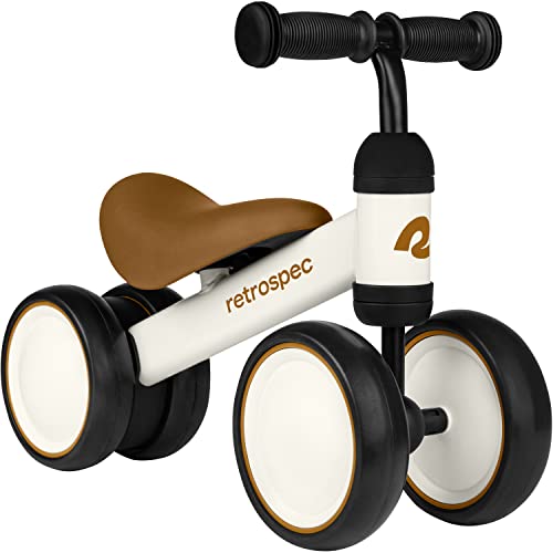 Retrospec Cricket Baby Balance Bike, 4-Wheel Ride-On Toy for Ages 12-24 Months – First Bike & Toddler Bike for 1 Year Old Boys & Girls, First Birthday Gift - color: Eggshell
