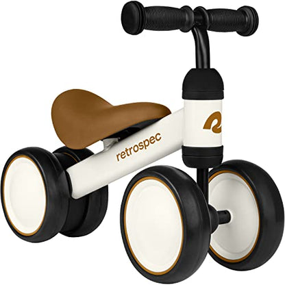 Retrospec Cricket Baby Balance Bike, 4-Wheel Ride-On Toy for Ages 12-24 Months – First Bike & Toddler Bike for 1 Year Old Boys & Girls, First Birthday Gift - color: Eggshell