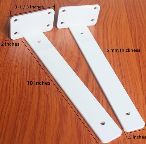 4 Pack - 10 inch White Hidden L Shelf Bracket (1/5 Inch Thicked) Iron Floating Shelf Brackets Rustic Industrial Metal Brackets for Shelf Support - size: 10 Inch, style: White 4 Pack