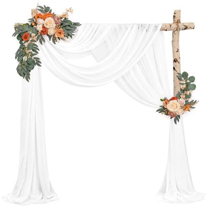 Cream White Wedding Arch Drapes, 2 Panels 28" x 20ft Chiffon Fabric Drapes for Ceremony & Reception - color: Cream White, size: 28"W x 240"L (Pack of 2)