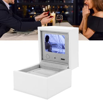 Smart Video Jewelry Box with LCD Screen, High End Personalized Ring Storage Case for Anniversaries Weddings