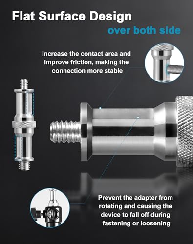 Selens 2Pcs Standard 1/4 '' to 3/8 '' Metal Male Convertor Threaded Screw Adapter Spigot Stud for Studio Light Stand,Hotshoe/Coldshoe Adapter,Super Clamp and Flash Holder - size: 2Pc