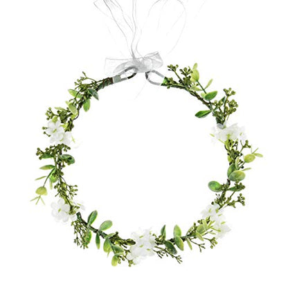 Greenery Leaf Crown Rustic Wedding Headpiece Bridal Headband Photo Prop - color: S-white