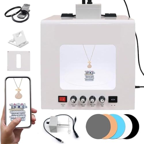 Pro Jewelry Photography Light Box Kit with Adjustable Turntable, 3000-5500K Premium Photo Studio for Stunning Gemstone & Jewelry Images, Color Temperature & Brightness(TB200) - size: TB200