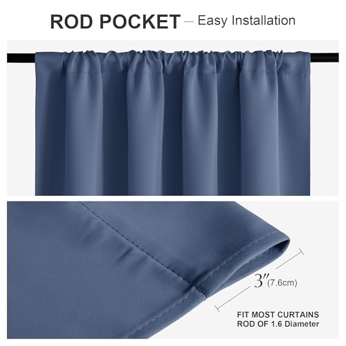 PONY DANCE Stone Blue Blackout Curtains for Living Room,Room Darkening Heat & Draft Block Window Drapes Privacy Backdrops for Home Office, W42 x L80 inch, 2 Panel - color: Blue Haze, size: 42"W x 80"L (Pack of 2)
